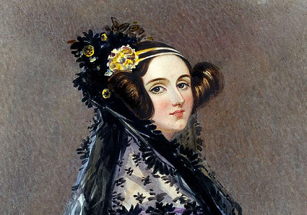 Pintura colorida da Ada Lovelace adulta.